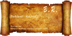 Bekker Rezső névjegykártya